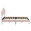 UPHOLSTERED PLATFORM BED 5 FT KING BED FRAME WITH HEADBOARD VELVET FABRIC PINK