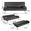 Stylish Linen Fabric Upholstered Clic Clac Sofa Bed 3 Seater Reclining Settee