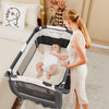 4 in 1 Portable Baby Playard Foldable Newborn Nursery Center w/Bassinet-Grey