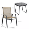 3 Piece Outdoor Furniture Set Stackable Chairs Steel Table Patio Balcony Garden