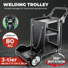 3 Tier Trolley Welding Cart w/ Chains Welding Trolley MIG TIG Welders Heavy Duty