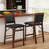 Folding Kitchen Island Stool Set of 2 Counter Height Chairs-Brown