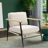 Retro Wood Armrest Occasion Armchair Single Sofa Metal Frame Cushioned Chair