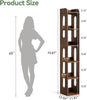 6-Tier Solid Wood Bookshelf, 70.87-Inch Tall Narrow Bookcase with Open Storage