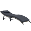 Folding Rattan Sun Lounger with and Pillow, Grey
