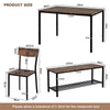 Dining Table Chair and Bench Set 6 Industrial Style Kitchen Dining Table Set