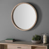 Bowman Oak Wood Frame Round Minimal Contemporary Scandi Natural Wall Mirror 70cm