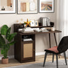 Computer Desk Writing Study Desk Workstation Table w/ Storage Cabinet & Hutch
