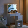 Dressing Table LED Lights Mirror Drawers Make up Desk Bedside Cabinet Stool Set