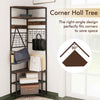 Clothes Rack Entryway Shoes Shelf Organizer Corner Hall Tree-Coffee
