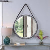 Round Circle LED Light Up Bathroom Wall Mirror with Dimmable Lights Black Strap