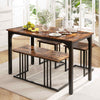 Kitchen Space-Saving Dinette 4-Piece Dining Table Set-Coffee