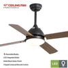3/4/5 Blades Ceiling Fan & LED Lights Reversible Motor 52" Cooling Fan Lighting