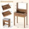 Small Makeup Table Vanity Desk with Mirror & Lights-Natural
