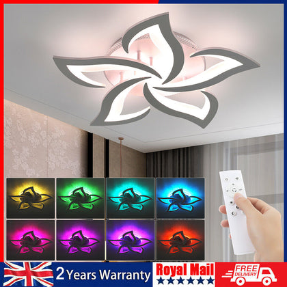 Modern Chandelier LED Lamp White Frame Ceiling Light Lamp With RGB Backlight