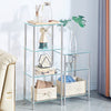 3 Tiers Square Clear Tempered Glass Sofa Side End Table Bedside Table w/ Shelves