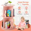 Round Spinning Corner Bookcase Kids Rotating Bookshelf Pink