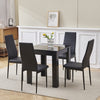 Small Space Dining Set 5Pcs Square Dining Table+ 4 Dining Chair Set Black Wooden