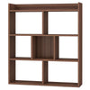GYMAX 7 Cubes Open back Bookshelf Storage Display Shelf Wooden Bookcase Walnut