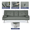 Sofa Bed Faux Leather with Cup Holders 2 Seater Click Clack Living Room Recliner