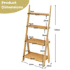 4-Tier Ladder Shelf Bamboo Bookshelf Bookcase Storage Organizer Plant Stand