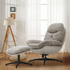 2Pcs Chenille Fabric Single Sofa Armchair Relaxing Recliner Chair & Ottoman Set
