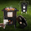 New 3-in-1 Charcoal BBQ Smoker Round Charcoal Barbecue Grill for Outdoor Camping