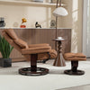 Swivel Recliner Chair with Footstool, PU Leather Manual Recliner Armchair, Brown