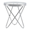 Round Corner Side Table Silver End Table with Glass Top Metal Frame Living Room