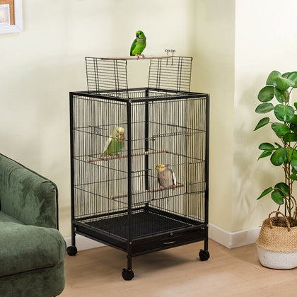 Large Bird Cage Pet Aviary Parrot Cage Cockatiel Budgie Feeding Stand with Perch
