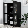 Cabinet Black Cupboard with Shelf Tall Display Storage Unit Glass Doors Shelving