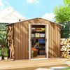 8 x 6ft Garden Storage Shed with Double Door Brown Wood Effect