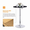 Round Black MDF Top Silver Chromed Base Bar Table Pub Table Height Adjustable