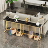 Marble Kitchen Breakfast Bar Table Counter Dining Table High Desk w/ Metal Frame