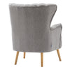 Linen Fabric Wingback Armchair Scallop Back Lounge Sofa w/Footstool &Cushion Set