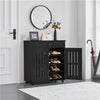 Shoe Storage Cabinet with Drawer & Doors 4-Tier Shoe Rack for Entryway Black