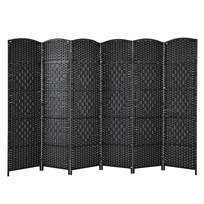 6 Panel Room Divider Privacy Screen Wall Folding Partition Hand-woven Rattan