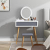 Dressing Table Vanity Set Make up Desk with Dimmable LED Light Mirror Stool Wood