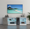 Mondeer LED TV Cabinet TV Stand 140cm with 5 Open Compartments RGB Lights White