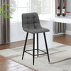 2 x Grey Brown Faux Leather PU Sauqre Bar Stools Pub Chair Stool Padded Seats