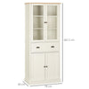 Kitchen Cupboard, 5-tier Storage Cabinet with Adjustable Shelves, Cream