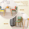 4Pcs Stackable Kitchen Chairs Set Modern Plastic Dining Room Chairs Color