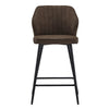 Set of 2 Bar Stools Faux Leather Seat Counter Stools Back Bar Stools