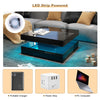 High Gloss Square LED Coffee Table Cocktail End Table Living Room Furniture