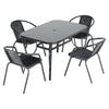 Rectangle Garden Table 120cm Black Outdoor Yard Cafe Dining Table w Parasol Hole