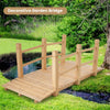 1.5M Wooden Garden Bridge Decorative Arc Footbridge Walkway W/Safety Guardrails