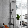 Black Exposed Shower Mixer Twin Head Largre Bar Set Bathroom Square Valve Taps
