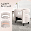 Upholstered Velvet Barrel Chair & Ottoman Set Comfy Accent Armchair w/Footrest