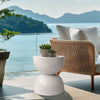 FATIVO Round Terrazzo Side Table Accent Table Outdoor Bar Stool Patio Deck Table