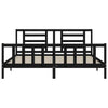 BULANED Bed Frame with Headboard Black 200x200 Solid Wood, Bedroom P7Q4